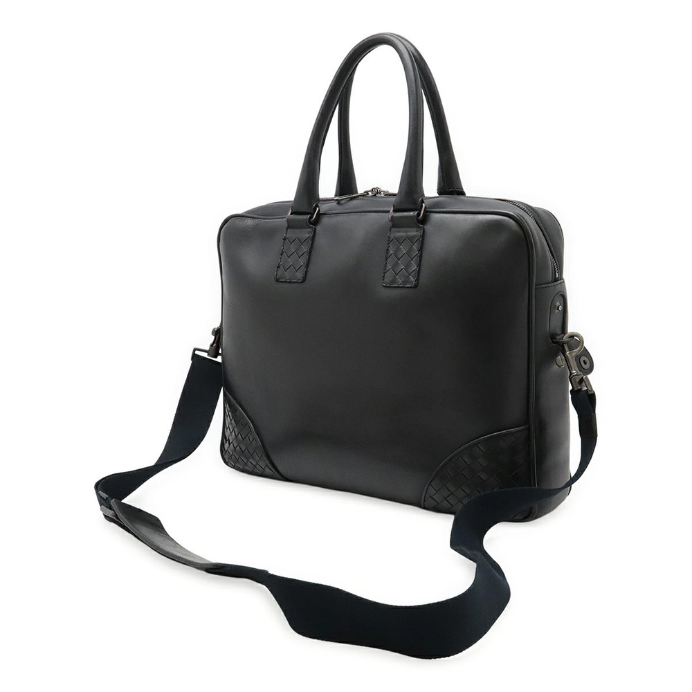 Bottega Veneta Leather Intrecciato Black Bag Shoulder Business Briefcase Black